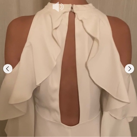 Rare Design, Zara Studio White Cold Shoulder Ruffle Sleeve Backless Midi Dress - Picture 7 of 12